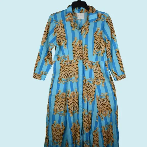 Blue and Brown Tiger Maxi Dress - Picture 6 of 15